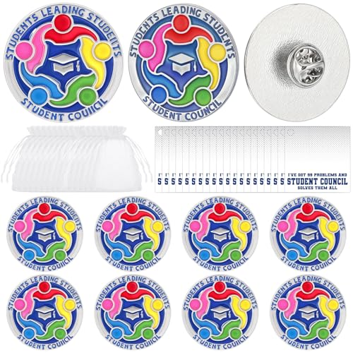 Image of Liliaafar 30 Pcs Student Council Lapel Pins School Events Award Pins Gifts with Cards Bulk for Student Government Club Members