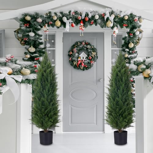 Künstlicher Zedernbaum, Topiary, Topfpflanzen, UV-beständig, für den Außenbereich, künstlicher Strauch, für Zuhause und Büro, Innendekoration, beschnittene Bäume, künstlicher Außenbereich, 2 Stück pro