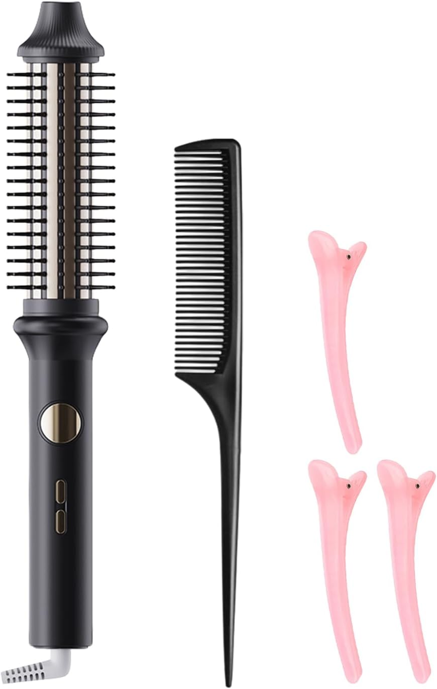 Electric Curling Brush,Round Brush Heated Curling Iron | Anti-Scald Volumizing Curl Comb No Damage Styler for Dormitory Home Accessories