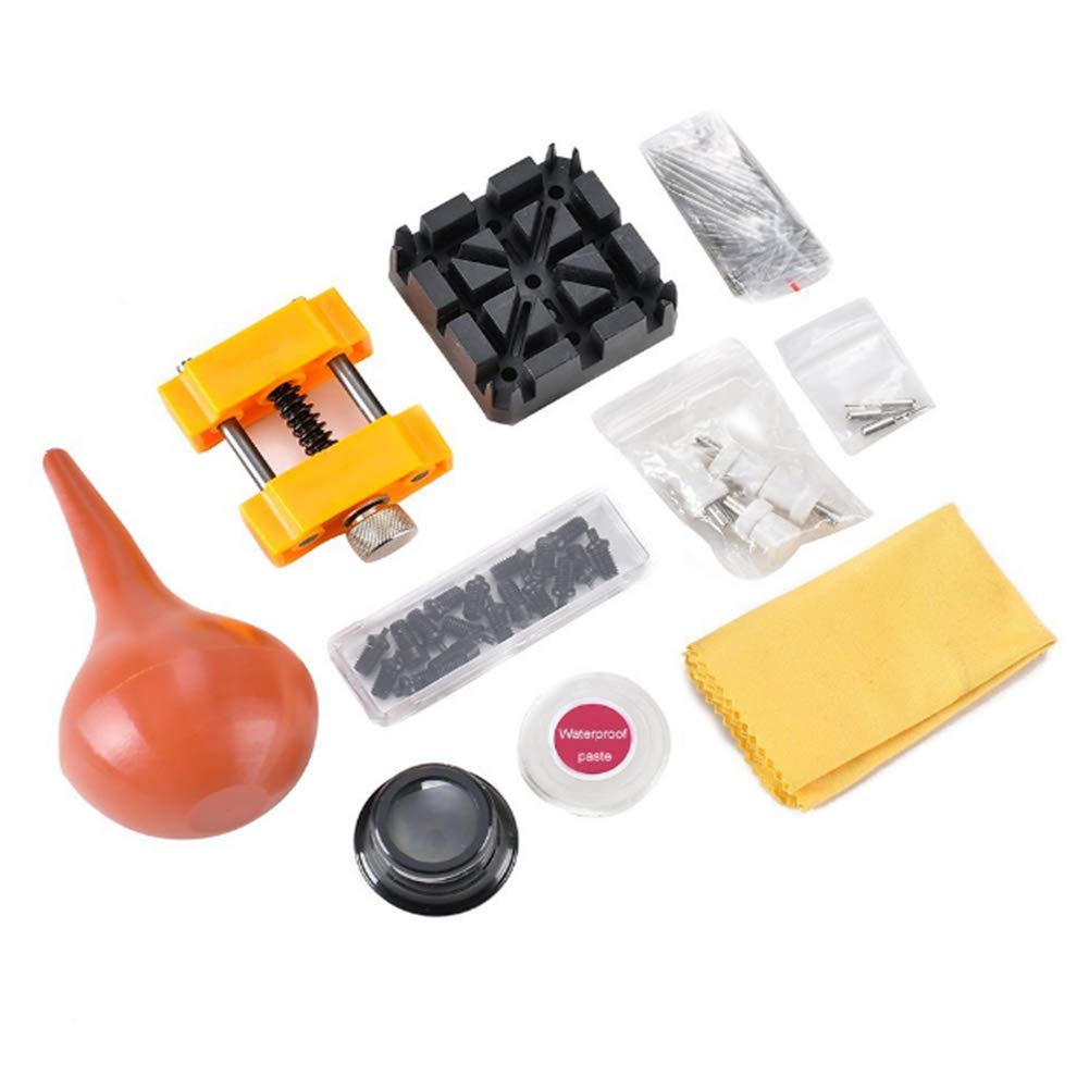 Kit de reparación de relojes en estuche de transporte, kit de herramientas de reparación de correa de reloj que incluye martillo, kit de herramientas de reemplazo de pilas de reloj para reparar vari
