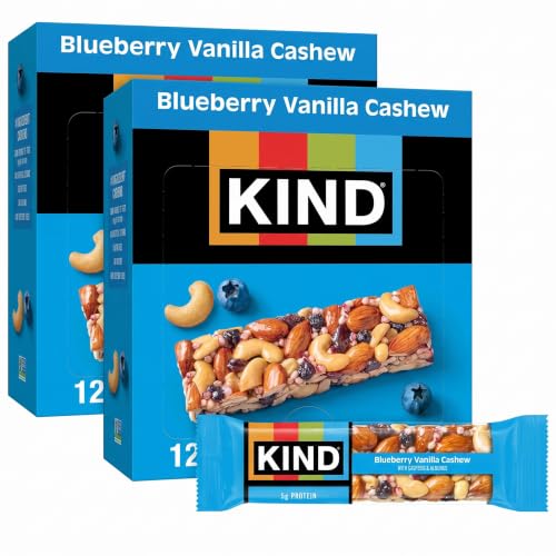 KIND Bars,Blueberry Vanilla Cashew,Healthy Snacks,Gluten Free,5g Protein,12 Count (Pack of 2)