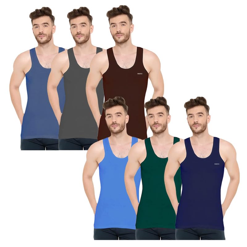 Image of INNERO Men's Multicolour Baniyan, Ganji, Undershirt, Cotton Vest for Men