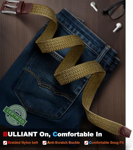 Image of BULLIANT Men's Woven Braided Stretch Web Golf Belt 1 3 /8 inch-Gift Boxed