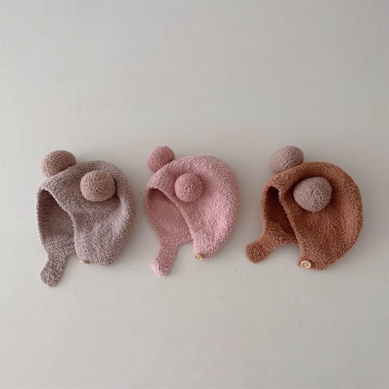 MAAGHI Beanie Knitted Designed Cap (0-24months), One Size I Children Baby Girls Infant Woolen Caps Hat Earmuffs Kids (in, Age, 0-2 Years) (0 Month - 24 Months, Hat Ball, White) 4