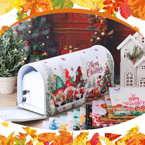 Image of Dispowreath 12 Pcs Seasonal Gnome Mailbox Covers Magnetic Standard Size 18 x 21 Inch Spring 4th of July Summer Magnetic Mailbox Covers for Garden Yard Outdoor Decor