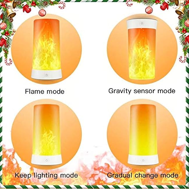 LED Flame Effect Light, Flame Lamp 4 Modes USB Rechargeable Fire Lights Indoor Campfire Outdoor Decorative Lantern Hanging Lamps Fireplace Romantic Light for Home Party Camping Bar