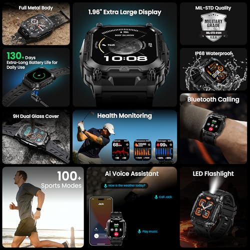 Image of AMAZTIM Smart Watch, Rugged Fitness Watch, 40 Days Battery, Flashlight