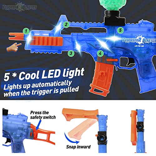 Lighting Gel Ball Blaster Glow In The Dark, 5 Cool Led Gel Ball Blaster, With 40000 Beads And 10000 Luminous Beads, Infrared, Goggles, For Outdoor Shooting Game, Ages 12+, Led Frb-360 Blue #TOP3