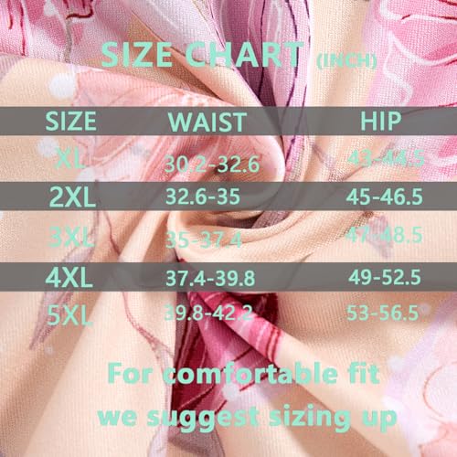 Image of Women's Plus Size XL-5XL Underwear High Waist Briefs Panties Rose Floral Print Ladies Undies 5-Pack