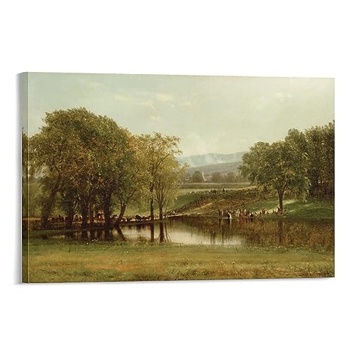 THE BAPTISM by Worthington Whittredge Prints Painting On Canvas Wall Art Poster Scroll Picture Print Living Room Walls Decor Home Posters 20x30inch(50x75cm)