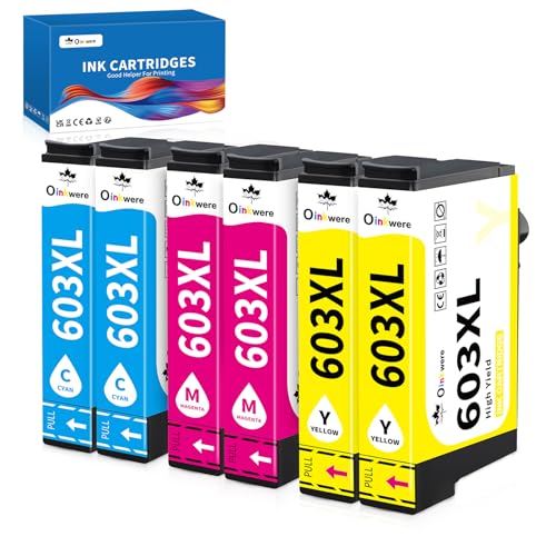 OINKWERE 603XL Cartucce Compatibil 603 XL per Epson 603 XL Colori per Expression Home WF 2810 XP-2100 XP-3100 XP-4100 XP-2105 XP-3105 WF-2820 WF-2835 WF-2830 (2 Ciano, 2 Magenta, 2 Giallo)