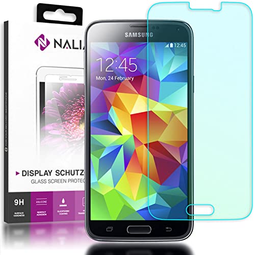 NALIA Pantalla Cristal Templado Maxima Proteccion Glass Screen Protector para Samsung Galaxy S5 / S5 Neo Smartphone   Transparente