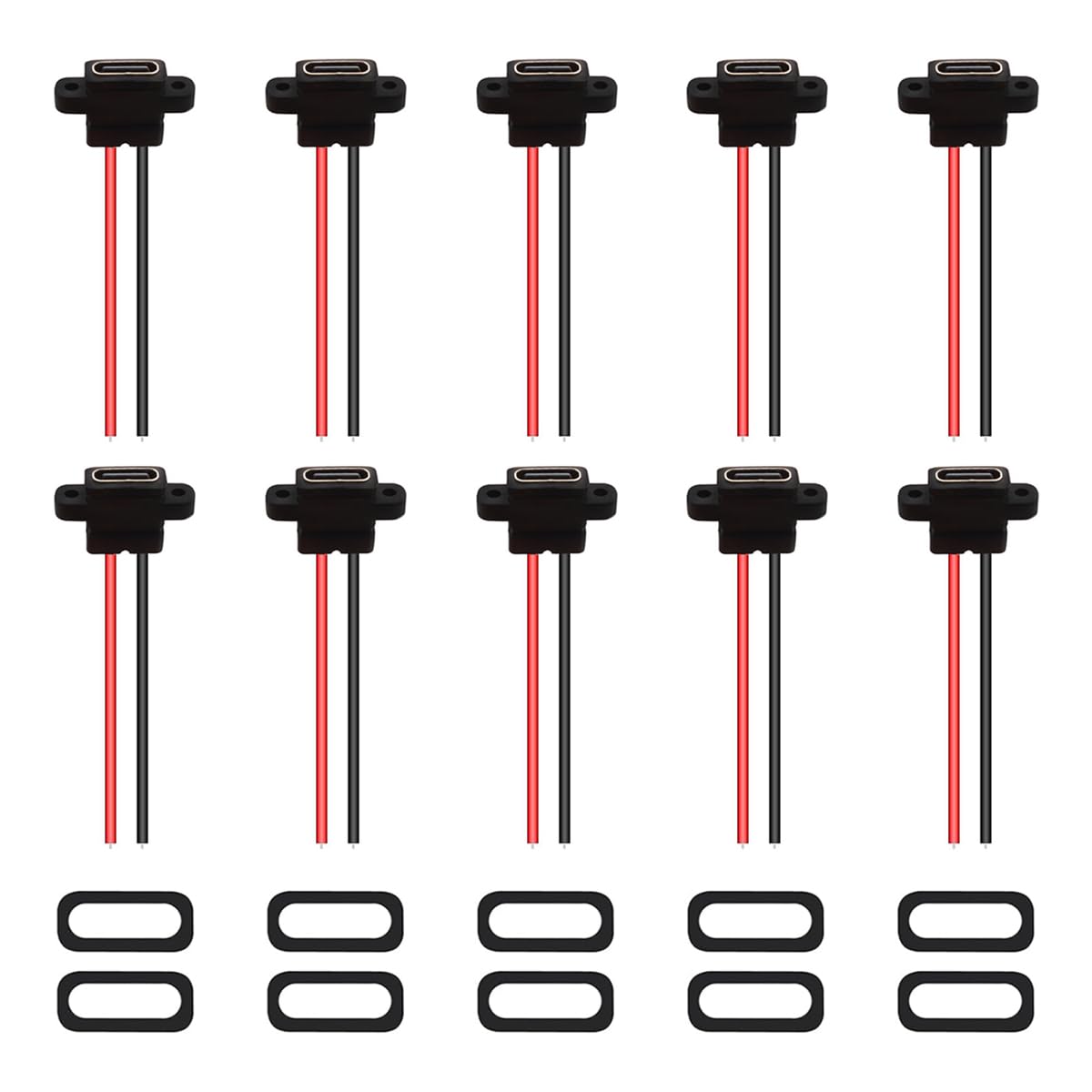 Muiltvoe Waterproof USB-C Socket Panel-Mounted Fast Charging Socket USB-C Pigtail Cable USB-C Male To 2-Pin Bare Wire