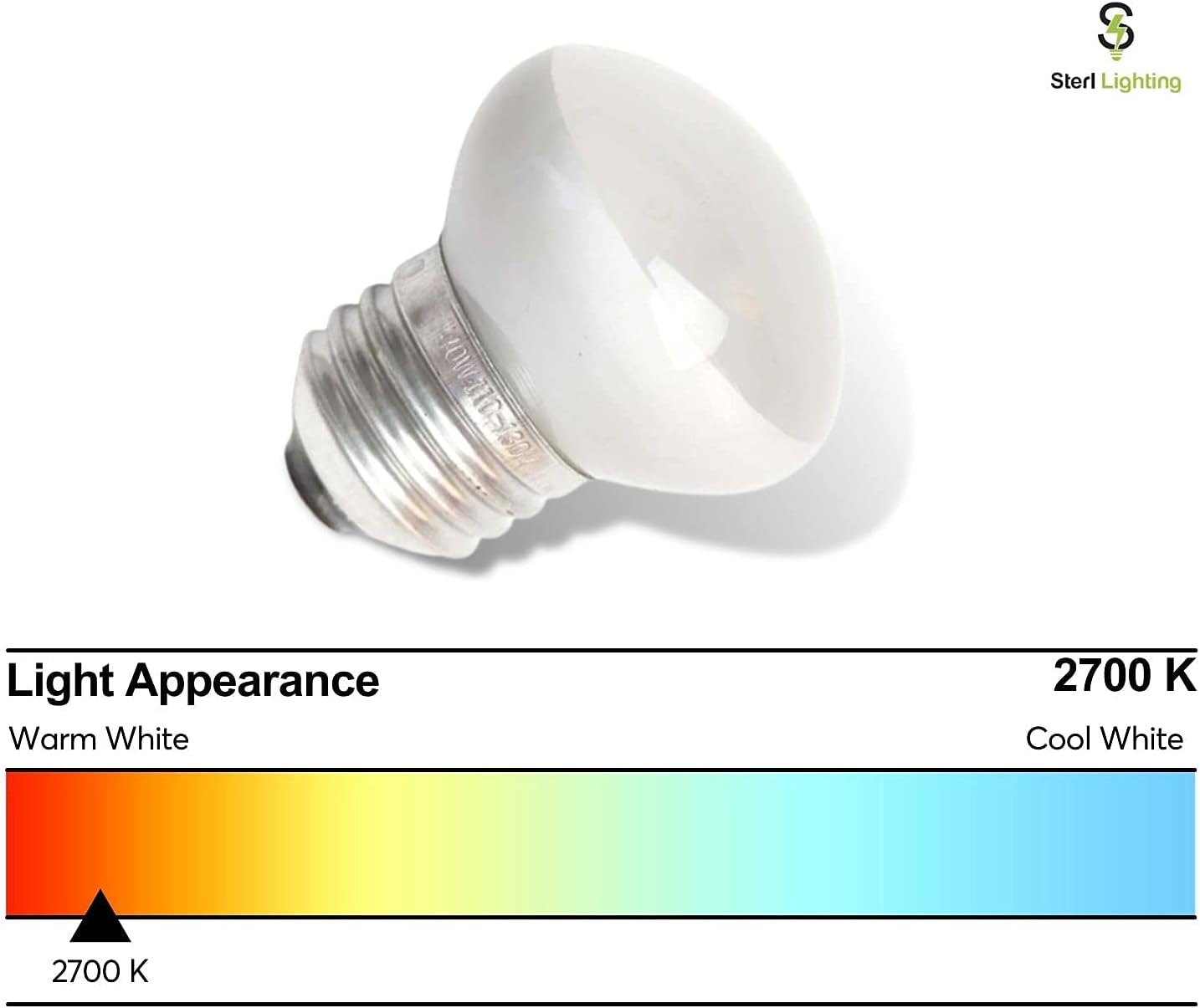 Sterl Lighting – 40 Watts R14 Bulb E26 Standard Screw Medium Base Dimmable Frosted Short Neck Reflector an Incandescent Lava Lamp Light Bulb with 120V 2.08 inch 240Lm 2700K Warm White Frost – 10 Pack