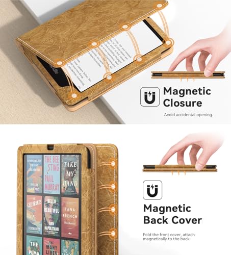 Image of MoKo Case for 7 inch /6.8 inch Kindle Paperwhite(12th /11th Gen-2024 /2021) and Kindle Colorsoft Signature Edition, Slim PU Shell Cover Case with Auto-Wake /Sleep for Kindle Paperwhite 2024, Vintage Kraft Paper