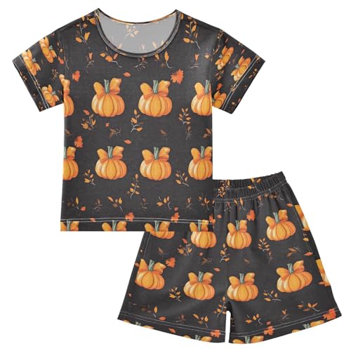 senya Short Sleeve Pajamas Sets Summer Cotton Sleepwear Bows Pumpkins