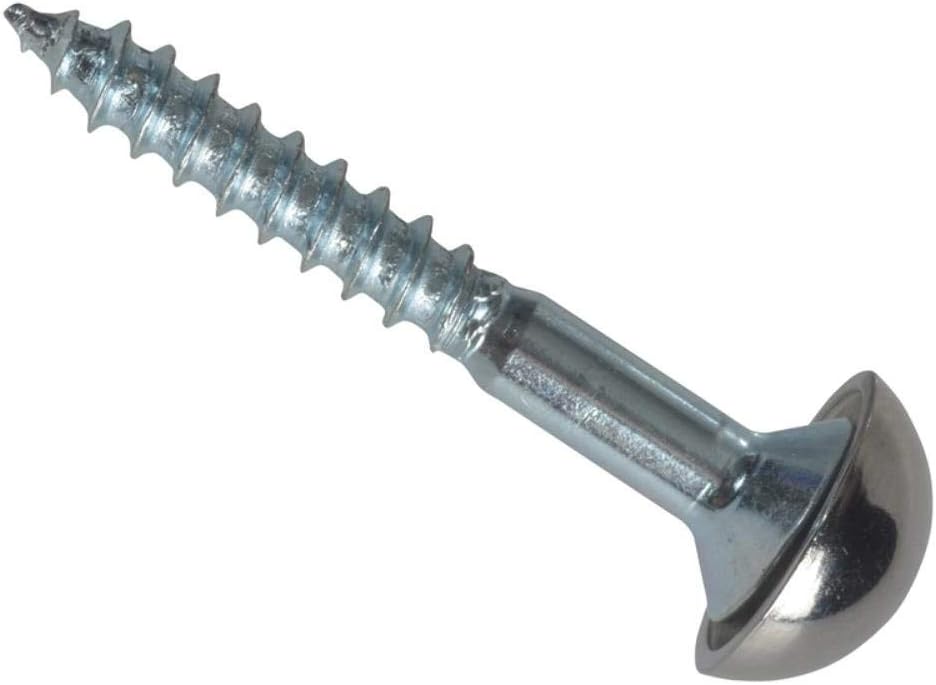 Mirror Screw Chrome Domed Top Slotted ZP 1.1/2in x 8 Forge Pack 8