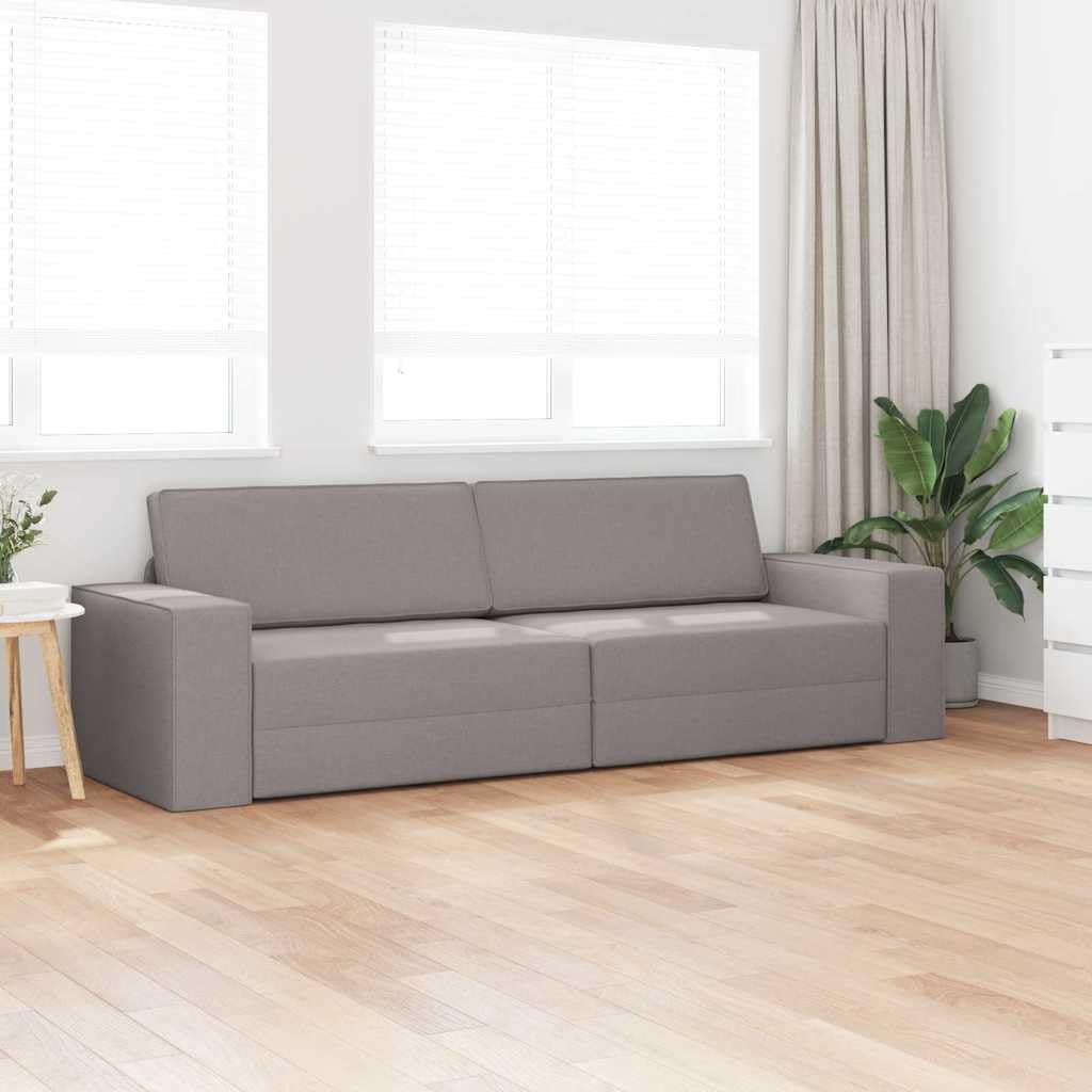 Sofa z funkcją spania, kolor taupe, 245 x 78 x 77 cm, aksamitna kanapa z metalową ramą, łóżko składane do salonu, pokoju gościnnego, trwała