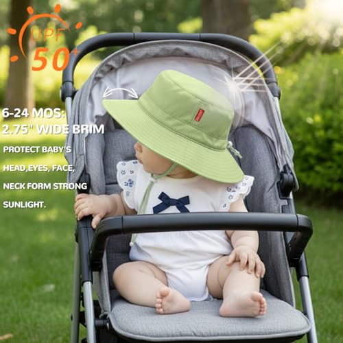Image of HECCEI Toddler Baby Sun Hat, UPF 50+ Wide Brim Infant Bucket Hats for 0-6Y