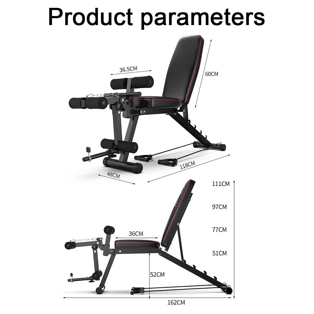 Banco Abdominales AB Ajustable Banco Musculación Plegable Inclinable con Extensión de la Pierna y la Pierna Curl, Banco de Pesas Carga 200kg