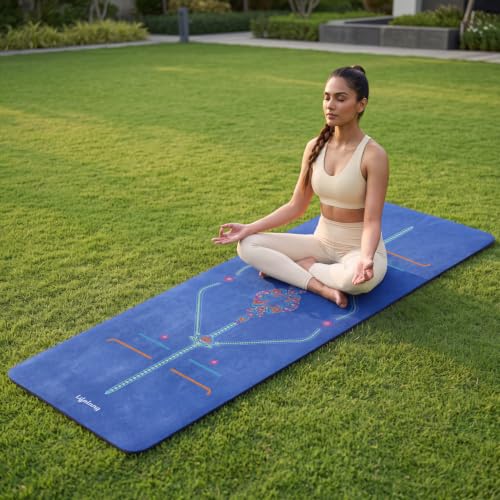 Image of Lifelong Suede & Natural Rubber Yoga Mat for Woman & Man | Non-Slip & Anti-Skid | 6mm Yoga Mat for Man |Exercise Mat for Yoga, Workout & Pilates | Gym Equipment for Home Workout | Free Carry Bag (Blue)