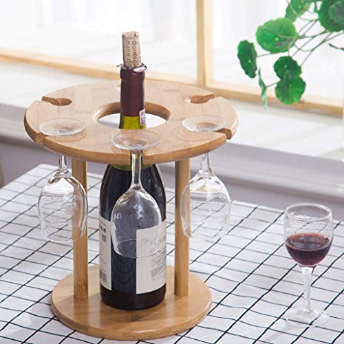 Soporte para botella de vino de bambú para escritorio miniatura 4