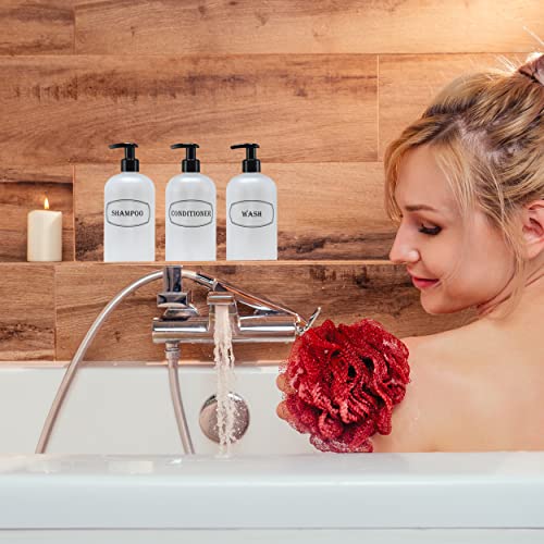 image for Bottiful Home-16 oz Frosted Shampoo, Conditioner, Wash Shower Soap Dis