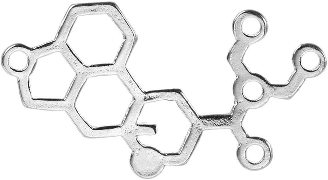 6 LSD Molecule Antique Silver Tone Charms - SC5604