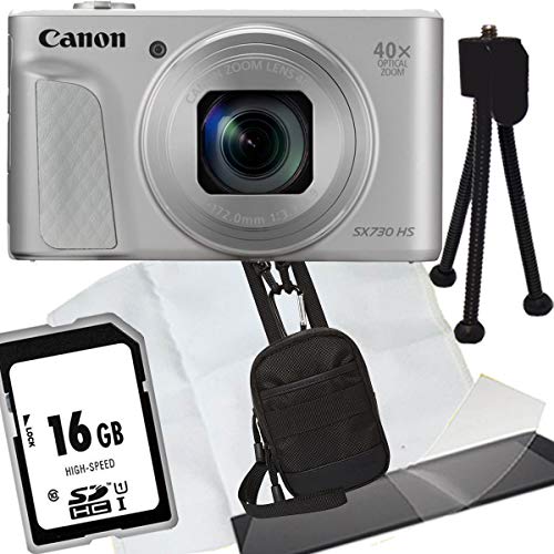 1A Photo PORST Jubiläumsangebot Canon Powershot SX730 HS Silber Digitalkamera+SD 16 GB Speicherkarte+Tasche+Display-Schutzfolie+Mini