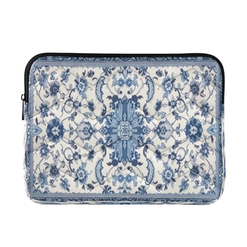 Funda azul floral bohemia para laptop 13-14 pulg