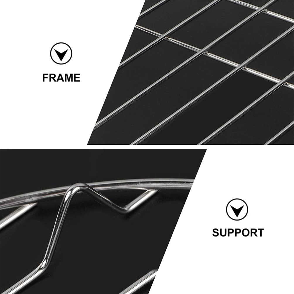 Four de camping 28 cm Grille de cuisson ronde 2 pièces en acier inoxydable Cuisson Refroidissement Cuisson à la vapeur Grille de grillage Grilles de rôtissage Grille de séchage Boulangerie Support d