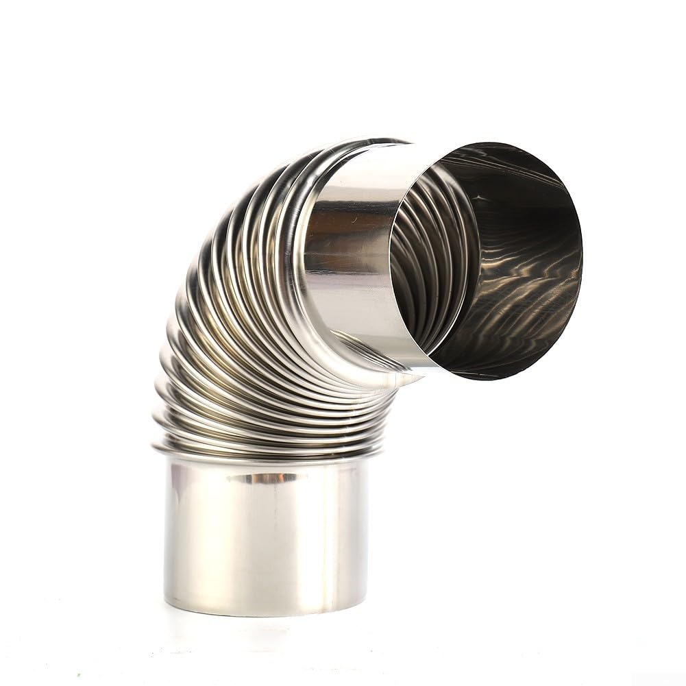 Drhomeam Stainless Steel Stove Pipe Elbow Chimney 90 Degree Flue Stove Pipe Extension Outdoor Camping Wood Stoves Pipe Kits 60/70/80Mm (80Mm)