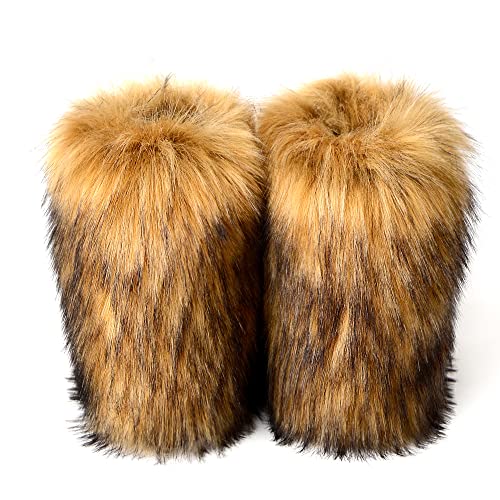 yamerbo Women's Faux Fur Snow Boots, Fuzzy Flurry Leg Warm Boots, Winter Mid-Calf Snow Shoes, Fashion and Comfortable Outdoor Boots4