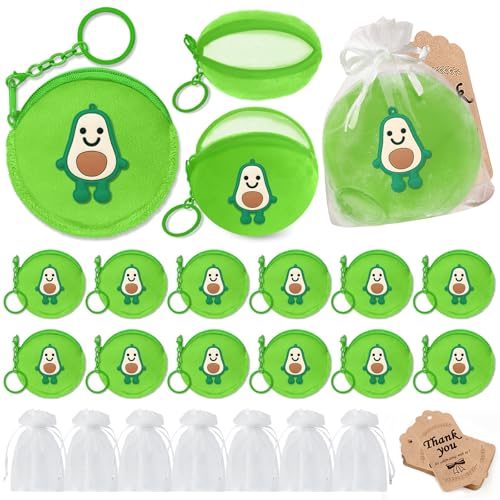 12 Pack Avocado Coin Purse with Zipper Keychain,Wallet Bag Party Favors for Avocado Birthday Party Decoration,Fruit Themed Baby Shower,School Carnival Rewards,Travel,Classroom Prize