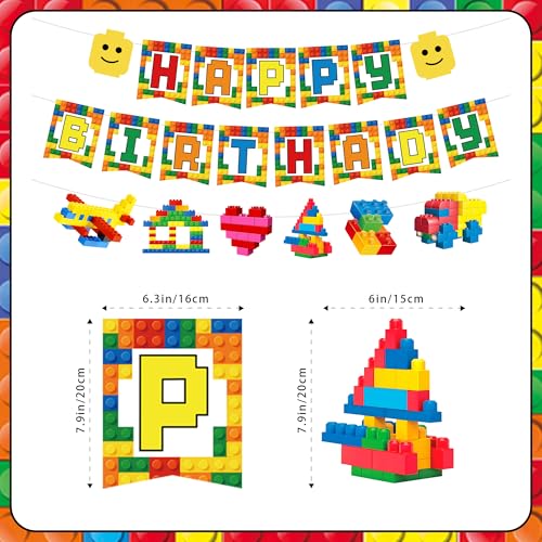 Image of 1pcs Building Block Party Supplies Banner Baby Boy Toddler Kids Birthday Decorations Brick Themed Birthday Party Decor