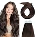 Tape in Human Hair Extensions 16 inch 20pcs 40g/pack Silky Straight Remy Tape Hair Extensions darkest brown (#2 16inch)