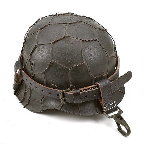German WW2 Black Leather Helmet Carry Strap with Metal Clips (Helmet Carrier Only) Helmet Not Included in The Sale.