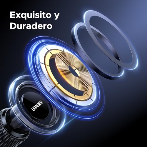 Miniatura 8 de Ugreen Soporte Móvil Coche Magsafe 360 Rotación, Suporte Telemovel Carro Magnético Metálico Para Rejilla Del Aire, Compatible Con Iphone 17 Pro Max Air 16 15 14 Galaxy S25 S24 Etc, Gancho, Negro