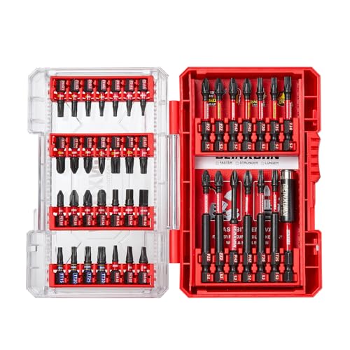 Geinxurn Coffret de 42 Embouts de Vissage en Acier S2 Magnétique, (TX-, TR-, PZ-, PH-, SL-, Hex-) Emoubut pour Tournevis Visseuse aux Chocs, Tige Hexagonale...