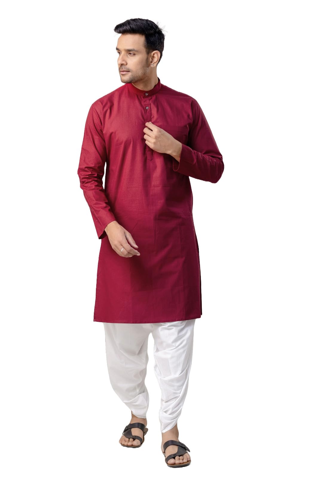 urali Men's Solid 100% Cotton Kurta - U201A-picture-40
