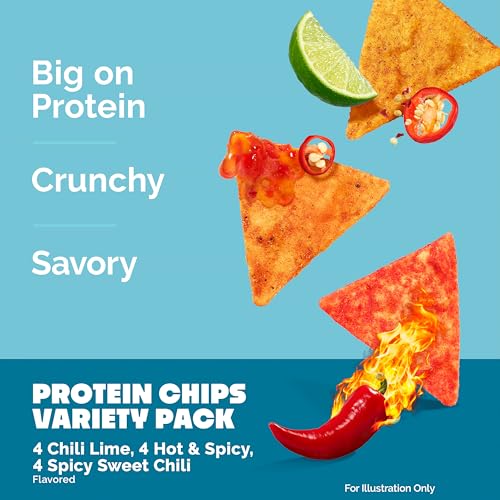 Image of Quest Nutrition Tortilla Style Protein Chips, Spicy Variety Pack, Chili Lime, Hot & Spicy, & Spicy Sweet Chili, 12 Count (3 Each Flavor)