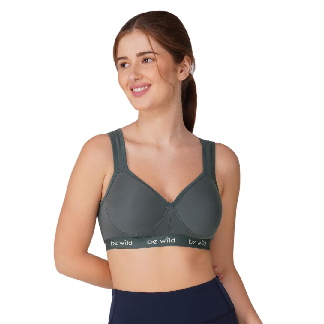 BEWILD Women High Impact Sports Bra | Heavily Padded Supportive Workout Bra | Comfortable Moisture Wicking Fabric | Perfect for Running Yoga Gym Fitness Activities