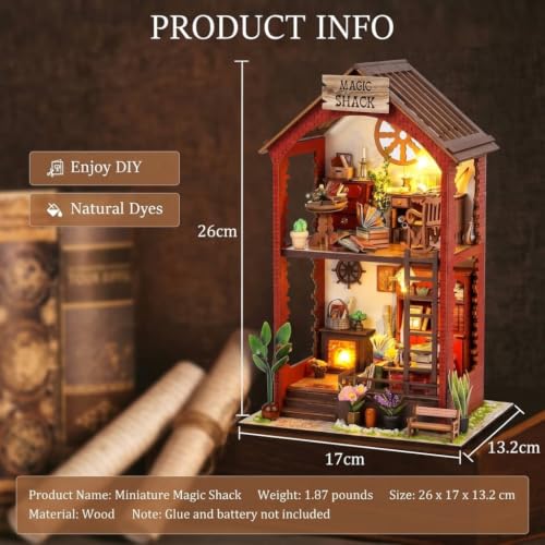 Image of PATPAT Book Nook Kit with LED, DIY Miniature House Kit 3D Wooden Dollhouse