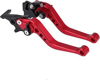 Motorcycle Brake Lever, 1 Pair Universal 7/8" 22mm Aluminum Alloy Motorcycle Brake and Clutch Lever Motorbike Brake Lever Handle (Red)