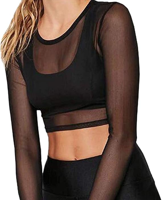 Long Sleeve Shirt Women Tee Crop Tops 
