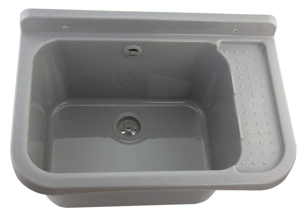 Waschbecken Spülbecken Ausgussbecken 50x34x21 cm Farbe grau inkl. Ablaufgarnitur