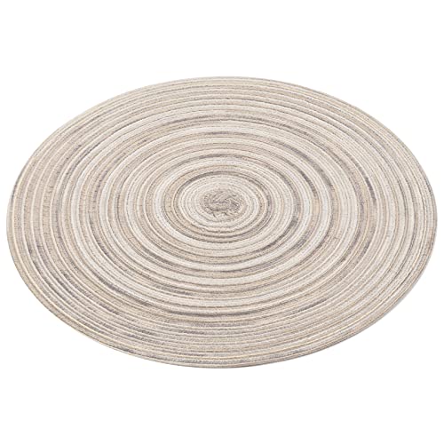 Image of SHACOS Round Braided Placemats 15 inch Set of 4 Variegated Washable Kitchen Table Placemats for Home Wedding Party (Rainbow Gray, 4)