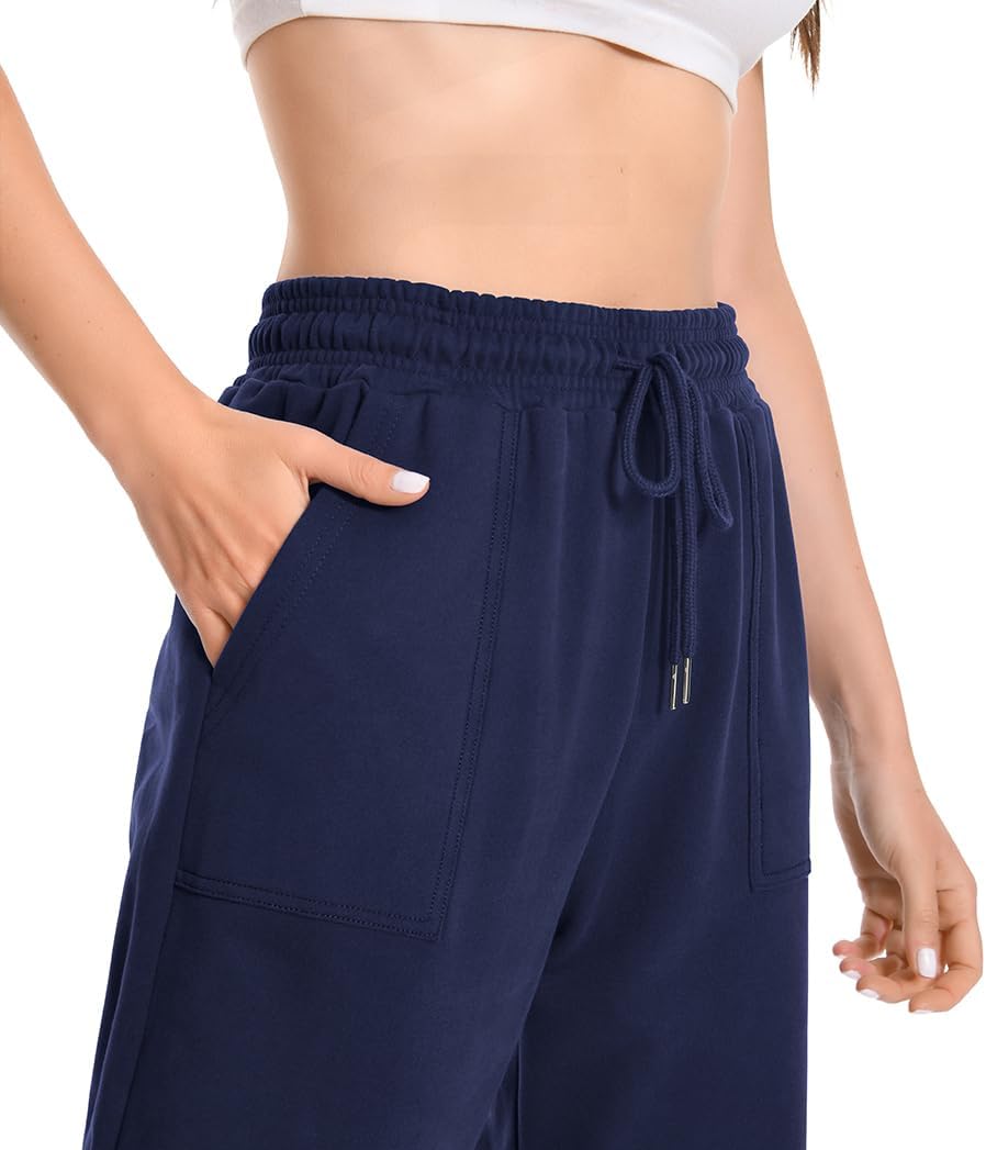 Auriviz Widen Waistband Sweat Pants for Women Exposed Pockets Lounge Sweatpants Straight Leg Pants 29’’ Inseam - Image 6