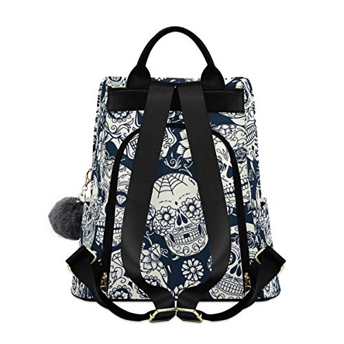 ALAZA Retro Floral Sugar Skull Backpack with Keychain for Woman2