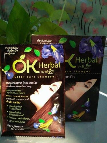 GSG 12X Hair Color Change with Herbs OK Herbal Color Care Shampoo Dark Brown 30ml